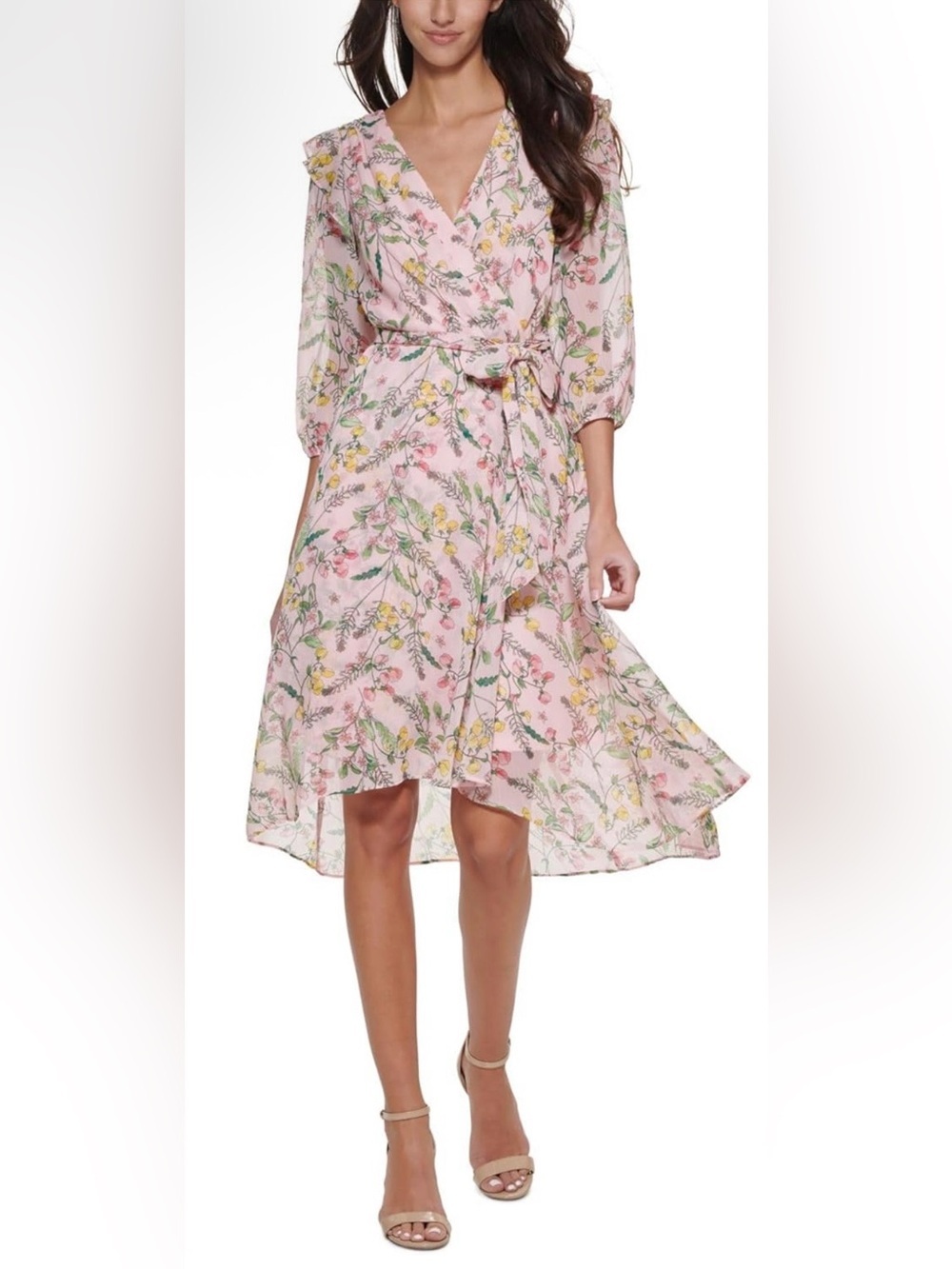 Tommy Hilfiger Women’s Chiffon Faux-Wrap Midi Dress (0183, 0371)